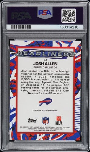 2025 Topps Finest Josh Allen #H-1 Headliners PSA 10