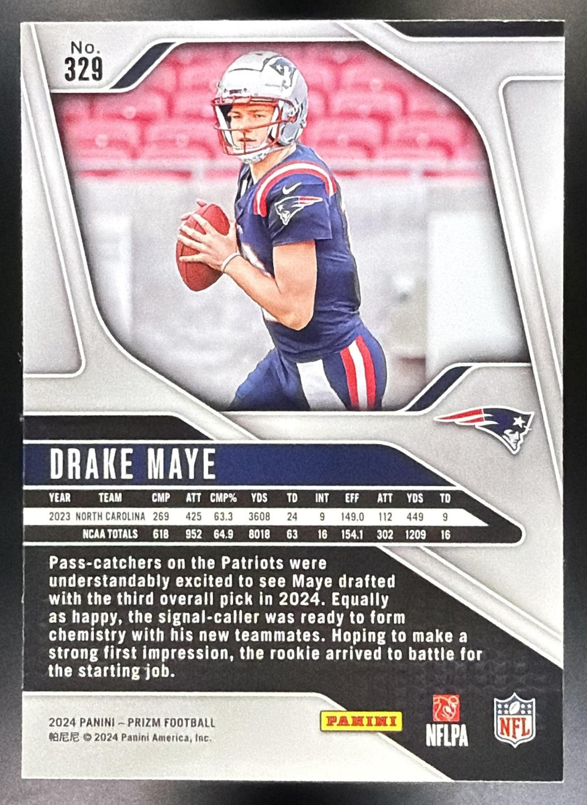 2024 Panini Prizm Drake Maye #329 RC Patriots1
