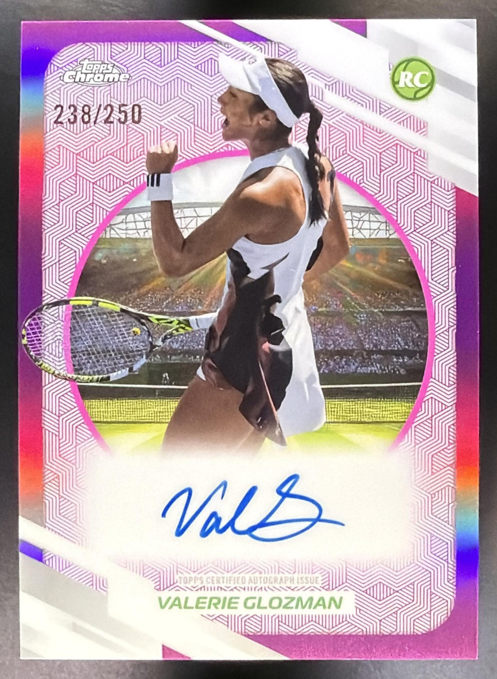 2026 Topps Chrome Tennis Valerie Glozman #AT-VGN Auto II Pink Geo Ref /250 RC0