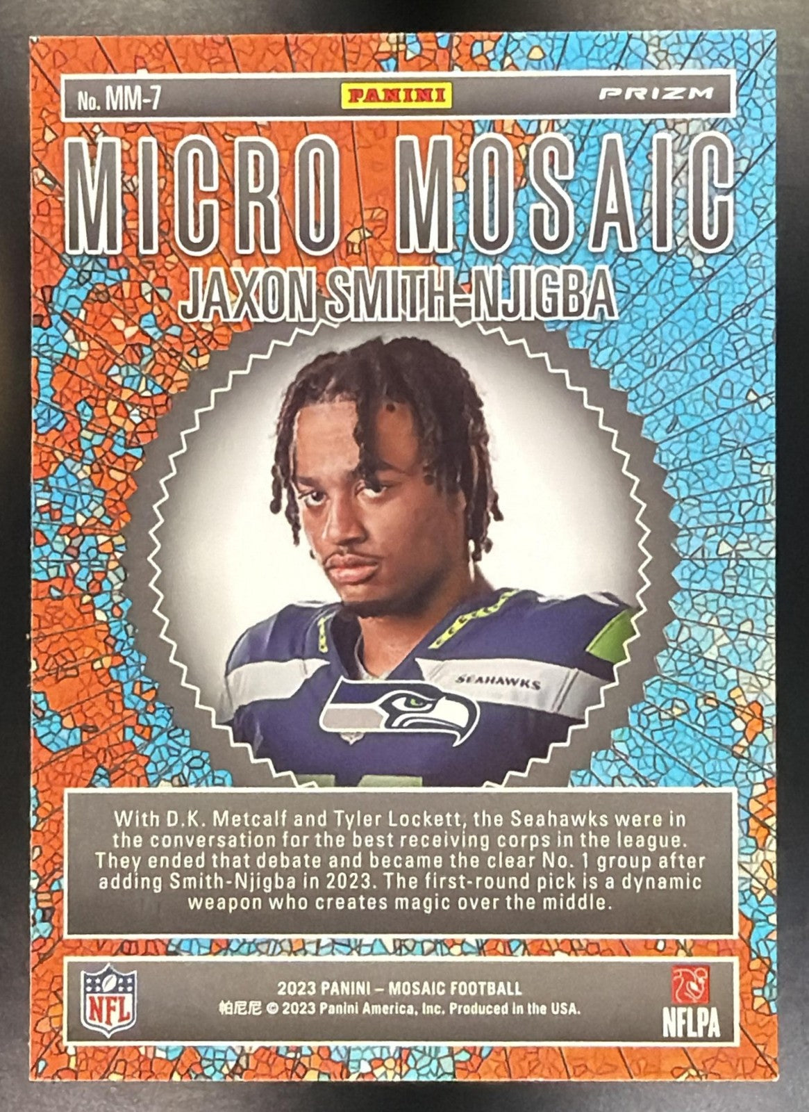 2023 Panini Mosaic Jaxon Smith Njigba #MM 7 Micro Mosaic RC Seahawks1