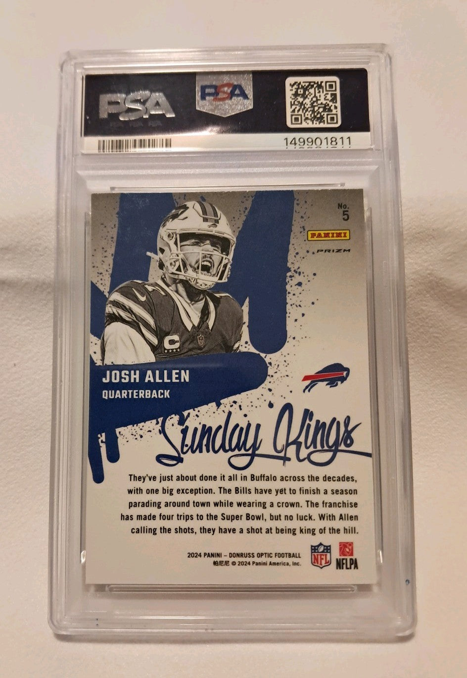 Panini 2024 Donruss Optic Sunday Kings Josh Allen Bills #5 PSA 10 Insert