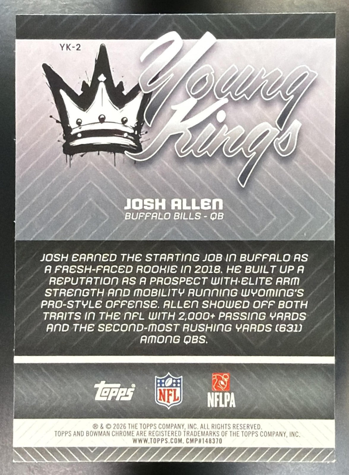 2026 Bowman Josh Allen #YK-2 Young Kings Geometric Refractor Bills1