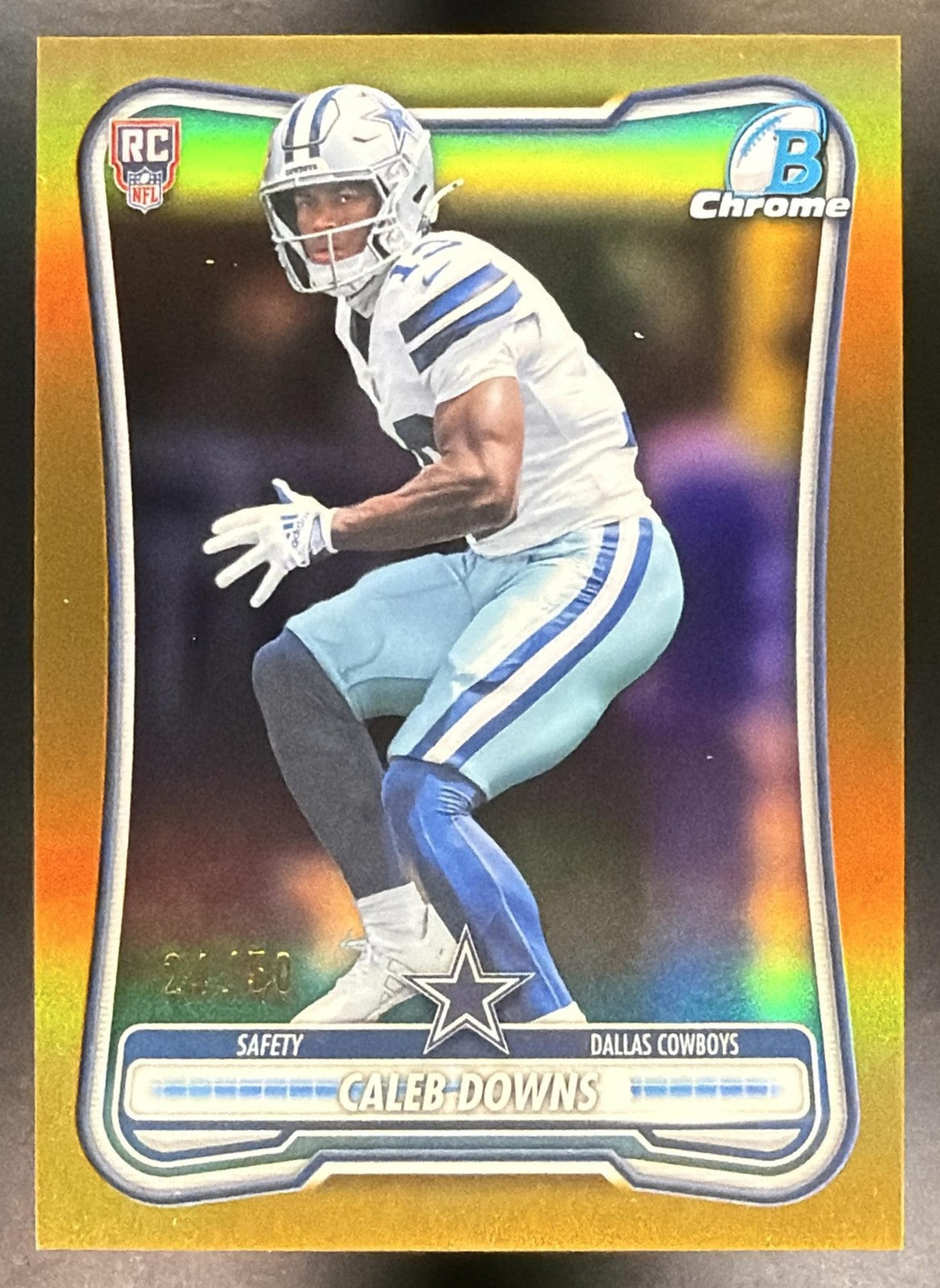 2026 Bowman Caleb Downs #BCV-195 Chrome NFL Gold Refractor 24/50 RC Cowboys0