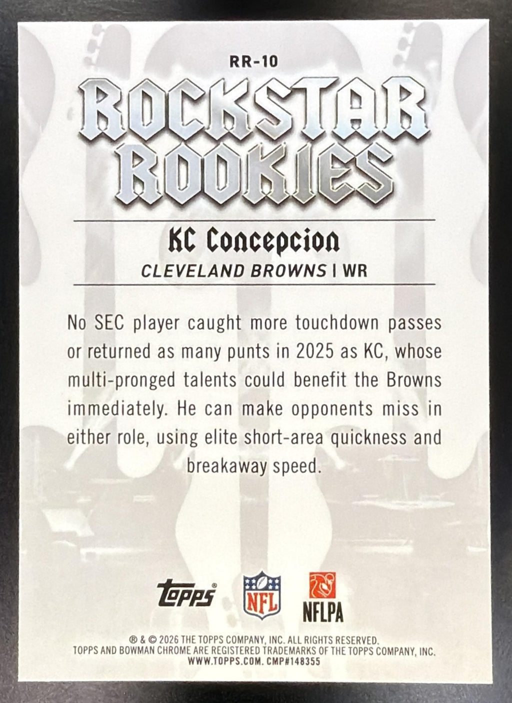 2026 Bowman KC Concepcion #RR-10 Rockstar Rookies Aqua Refractor /199 RC1