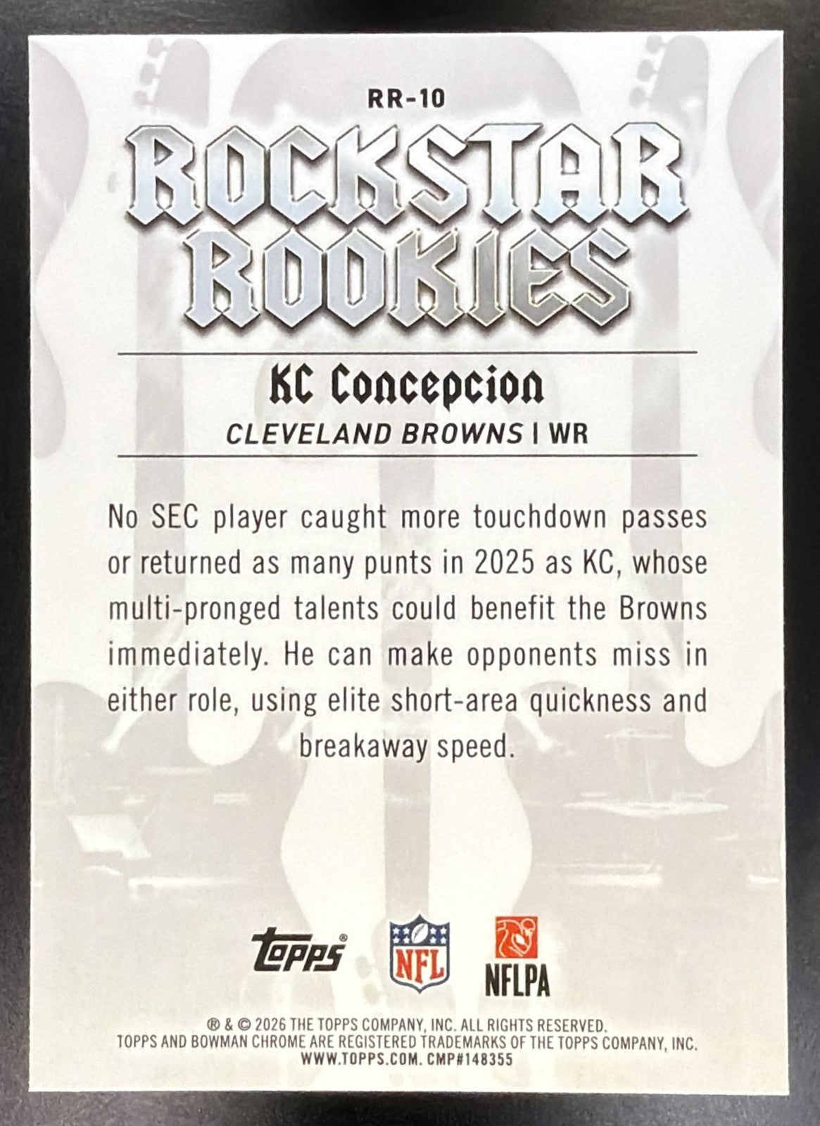 2026 Bowman KC Concepcion #RR-10 Rockstar Rookies Aqua Refractor /199 RC1