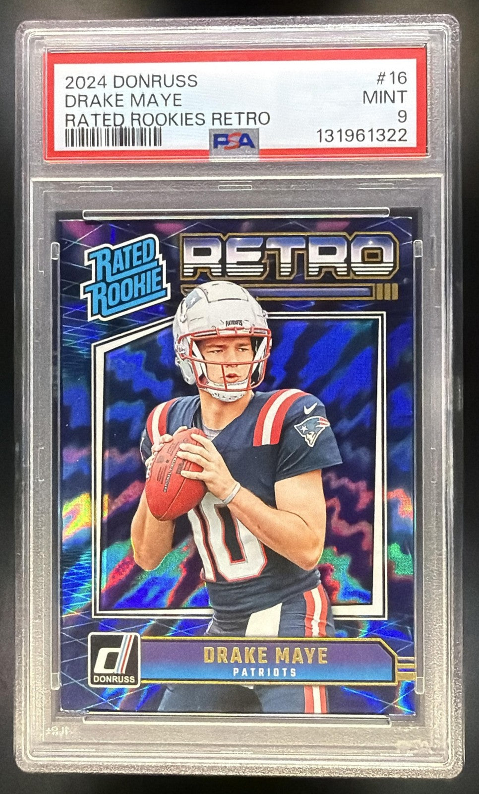 2024 Panini Donruss Drake Maye #16 Retro Rated Rookie Patriots PSA 90