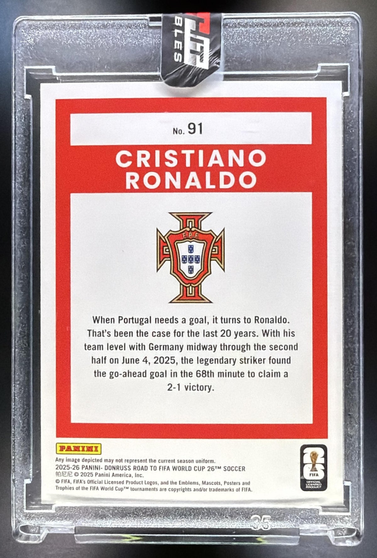 2025 Panini Donruss Road to FIFA World Cup Cristiano Ronaldo #91 Red Cubic /501