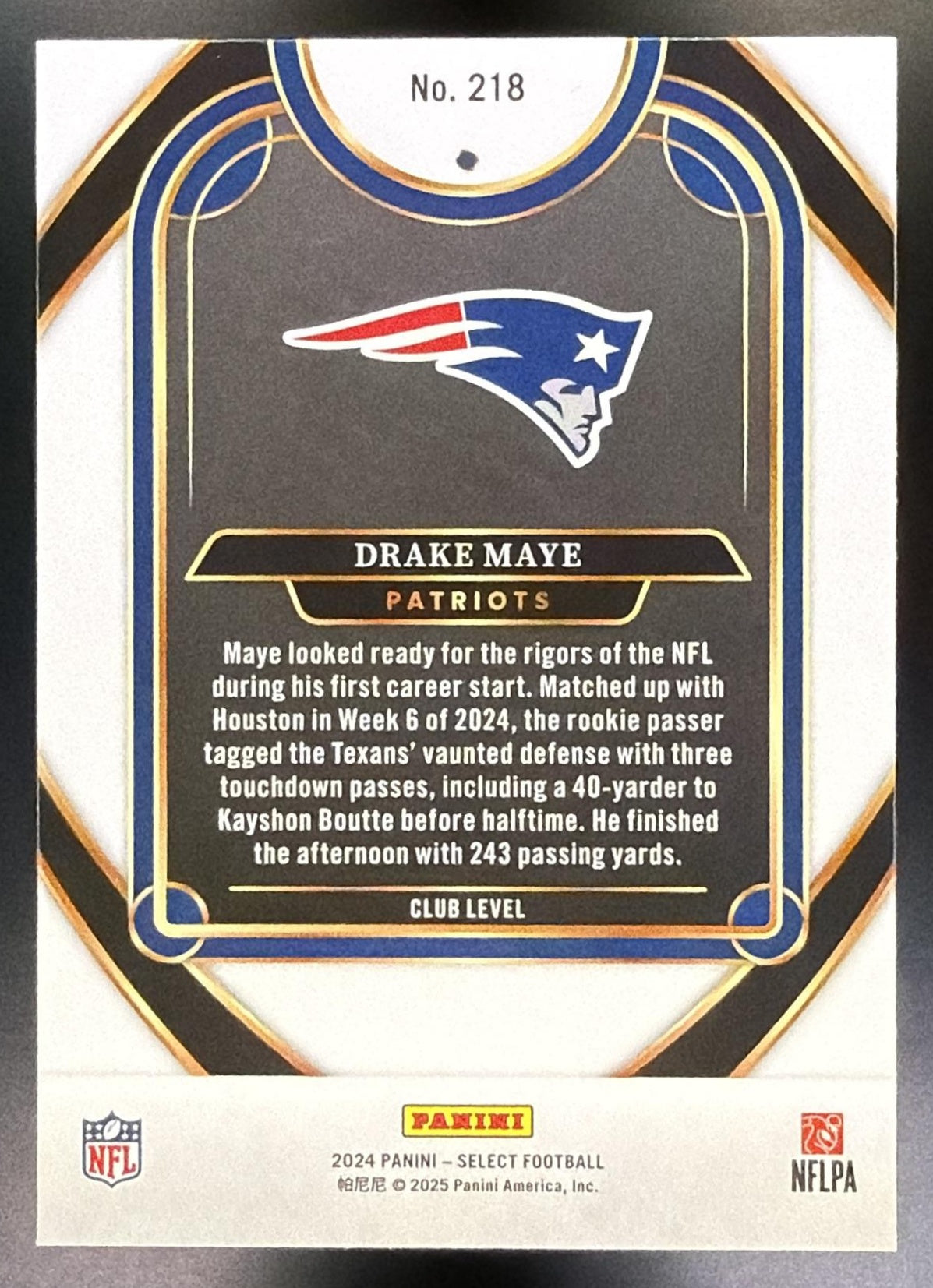 2024 Panini Select Drake Maye #218 Club RC Patriots1