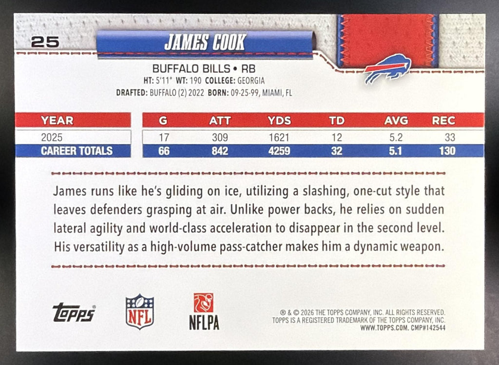 2026 Topps James Cook #25 Team Color Border Variation Bills1