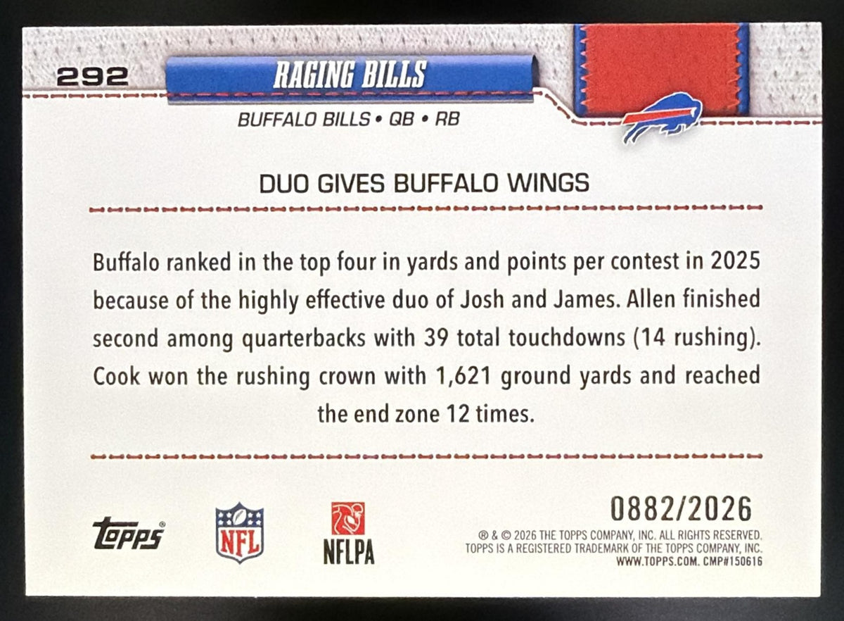 2026 Topps Raging Bills #292 Gold /2026 Combo Card1