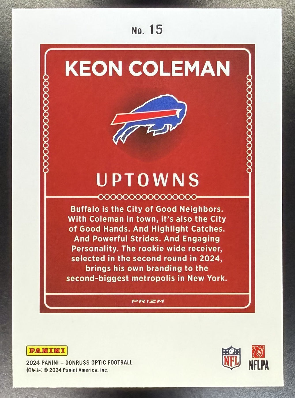 2024 Panini Donruss Optic Keon Coleman #15 Uptowns RC Bills