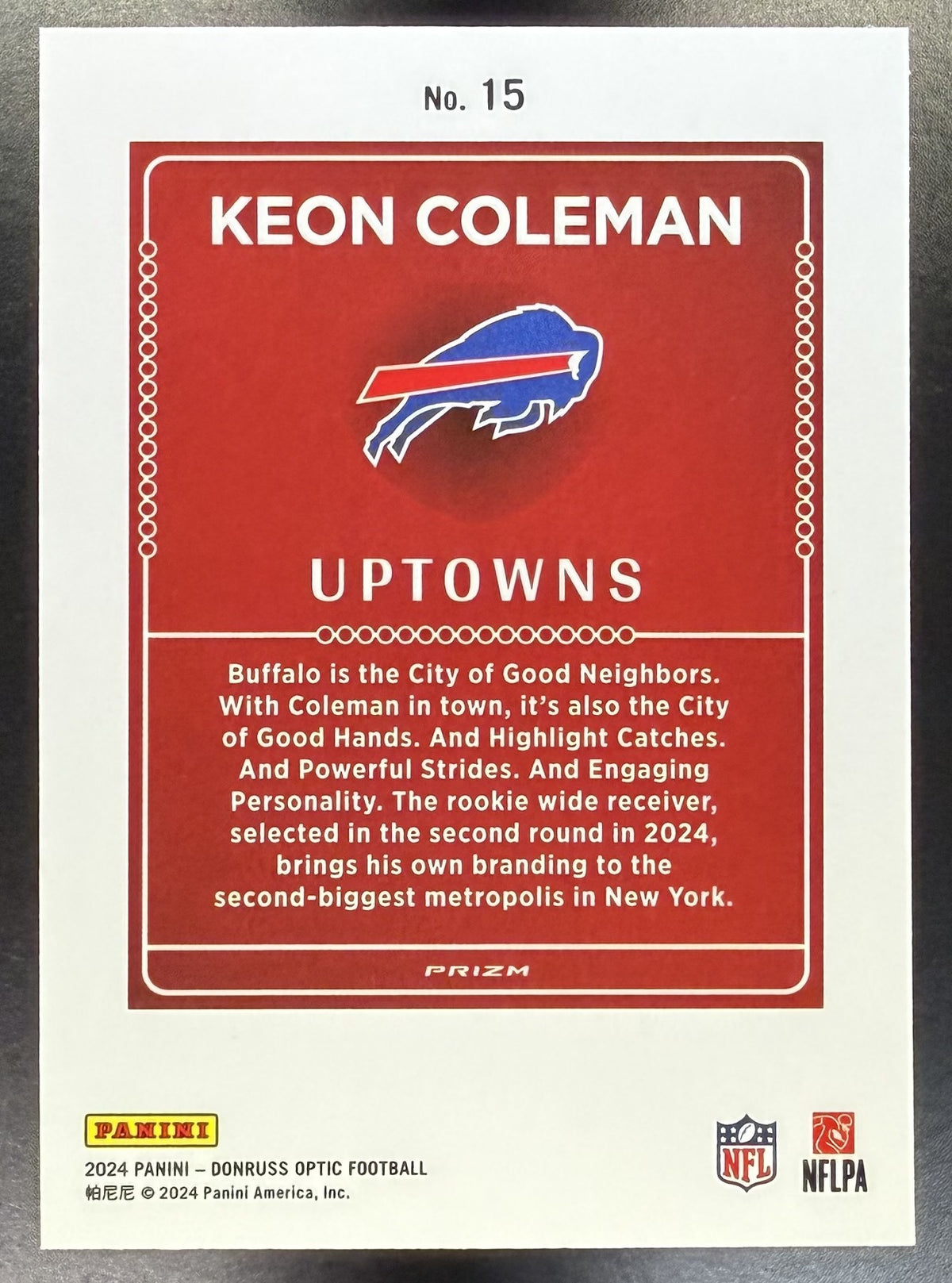 2024 Panini Donruss Optic Keon Coleman #15 Uptowns RC Bills