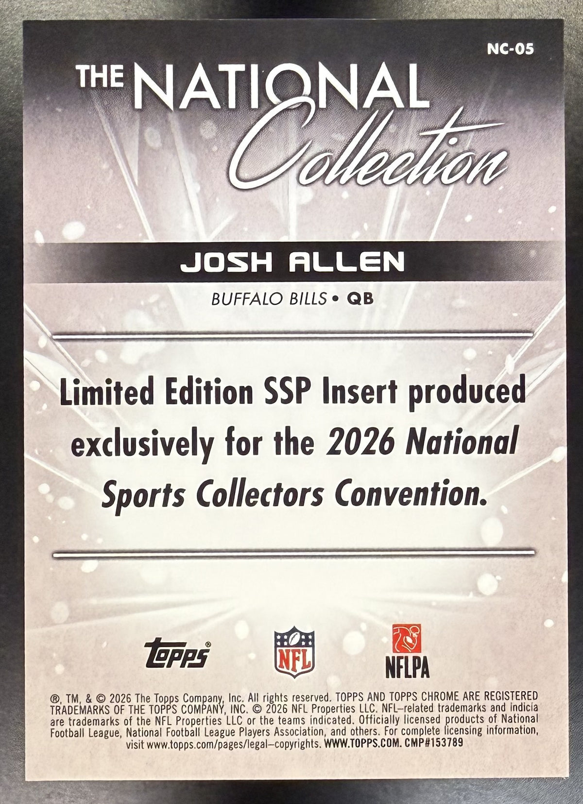 2026 Topps Chrome The National Collection Josh Allen #NC-05 SSP Bills