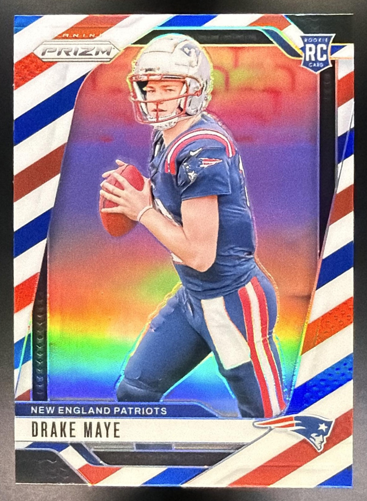 2024 Panini Prizm Drake Maye #329 Red White and Blue RC Patriots