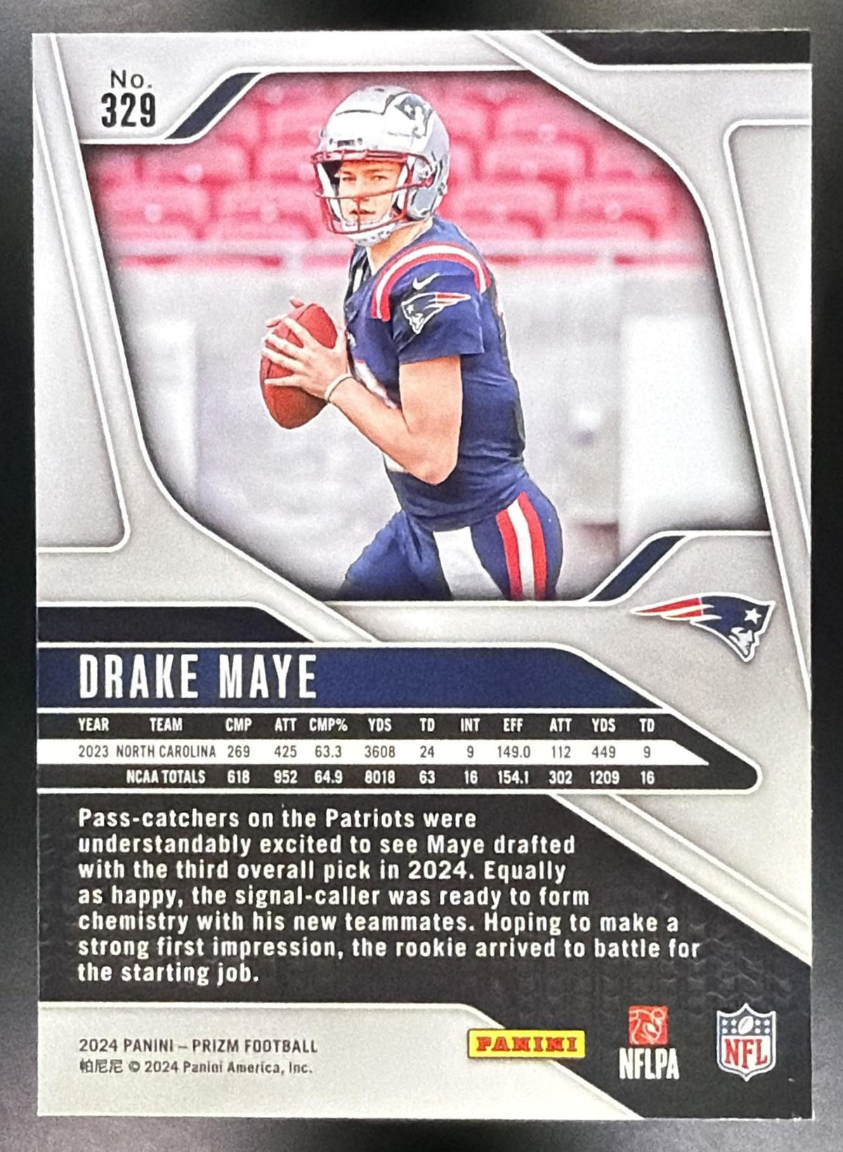 2024 Panini Prizm Drake Maye #329 RC Patriots