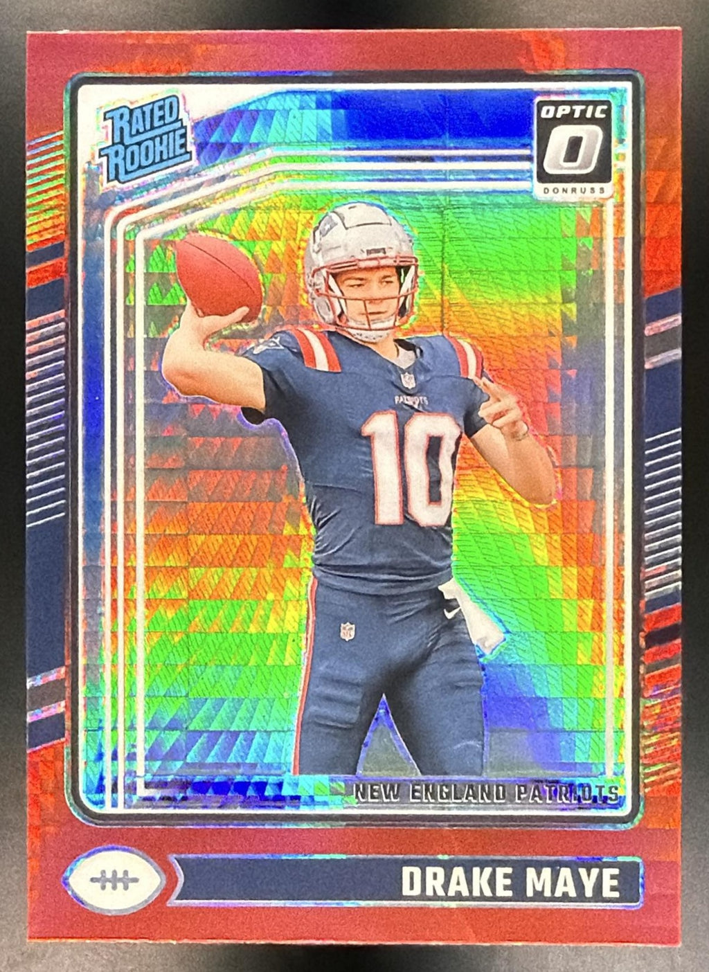 2024 Panini Donruss Optic Drake Maye #229 Red Hyper Rated Rookie Patriots