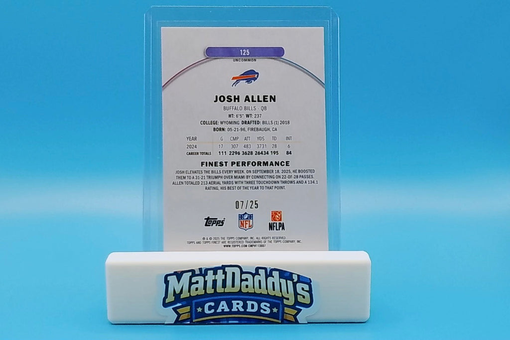 2025 Topps Finest Josh Allen #226 Uncommon Gold Geometric /25 Bills
