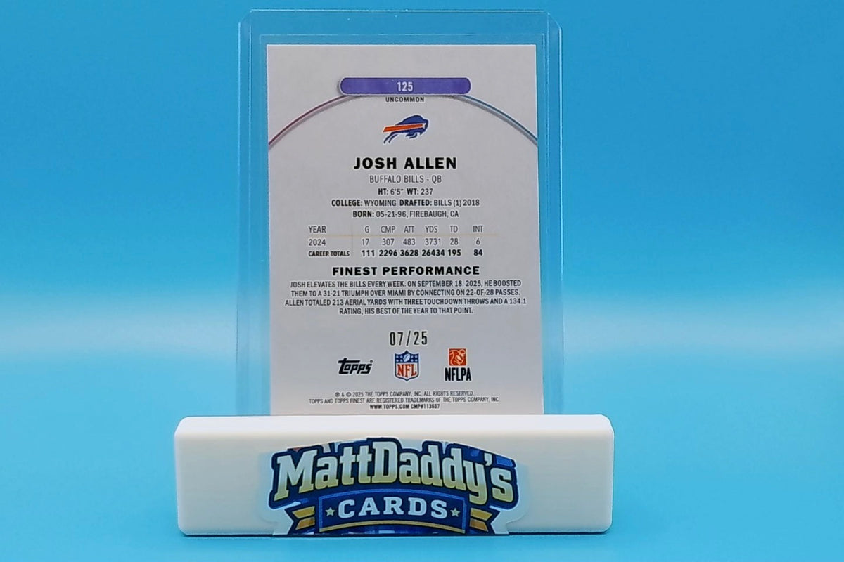 2025 Topps Finest Josh Allen #226 Uncommon Gold Geometric /25 Bills