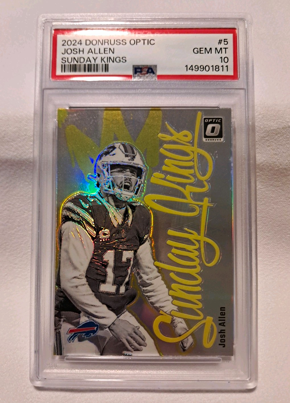Panini 2024 Donruss Optic Sunday Kings Josh Allen Bills #5 PSA 10 Insert