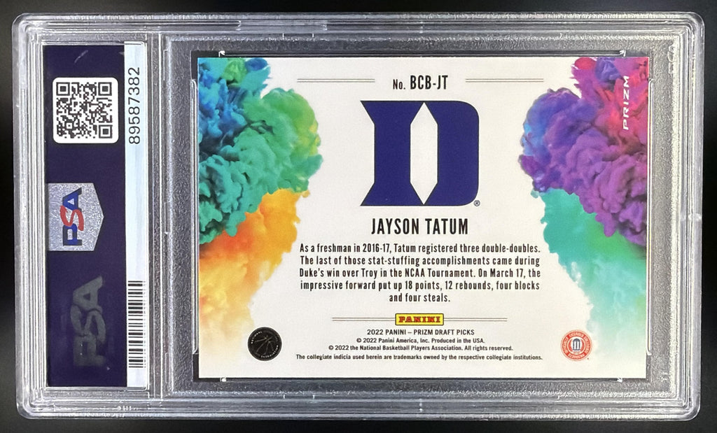2022 Prizm Draft Picks Jayson Tatum Black Color Blast PSA 10 back