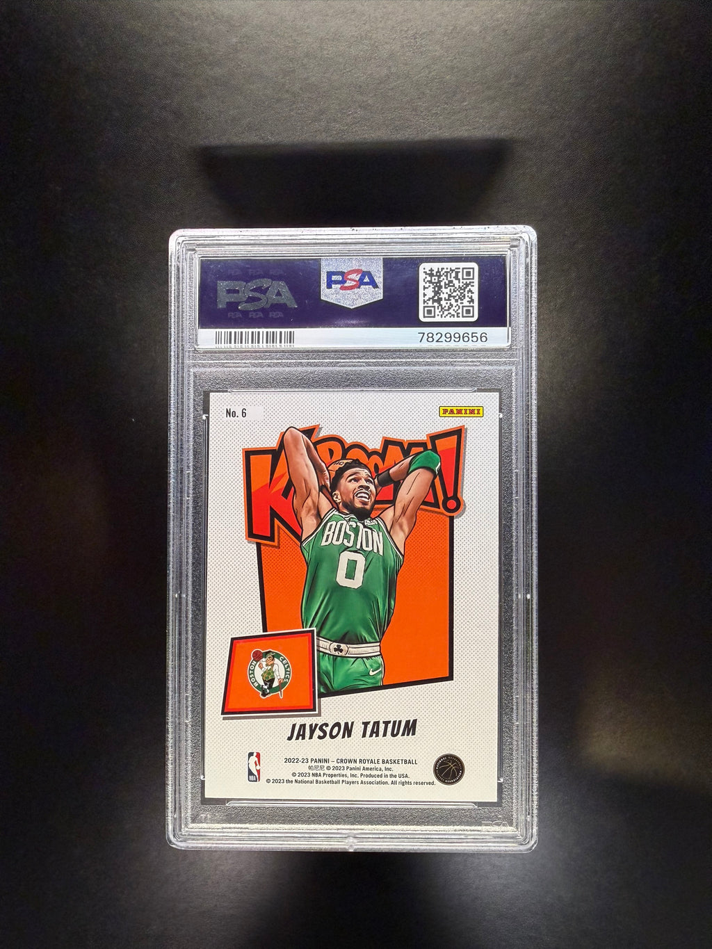 2022-23 Crown Royale Jayson Tatum Kaboom PSA 10 back